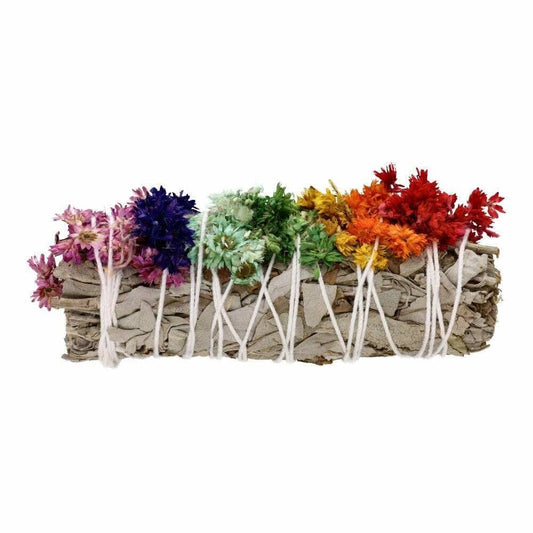Smudge stick - witte salie kleurrijke bloemen