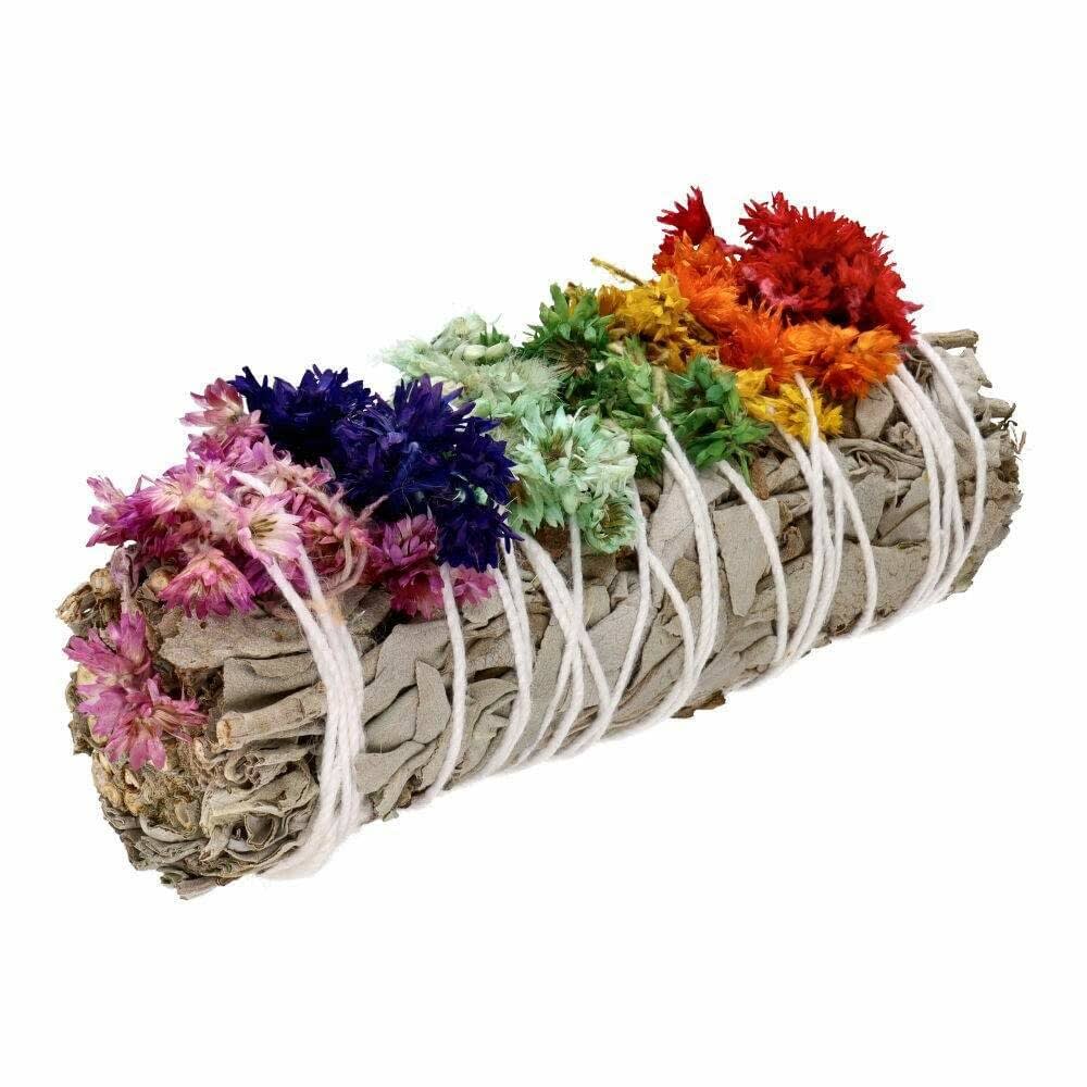 Smudge stick - witte salie kleurrijke bloemen